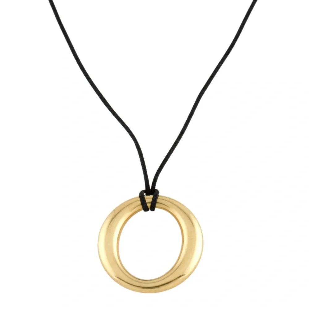 Tiffany & Co Estate ELSA PERETTI 18K Yellow Gold Sevillana Black Cord Necklace - Picture 4 of 4